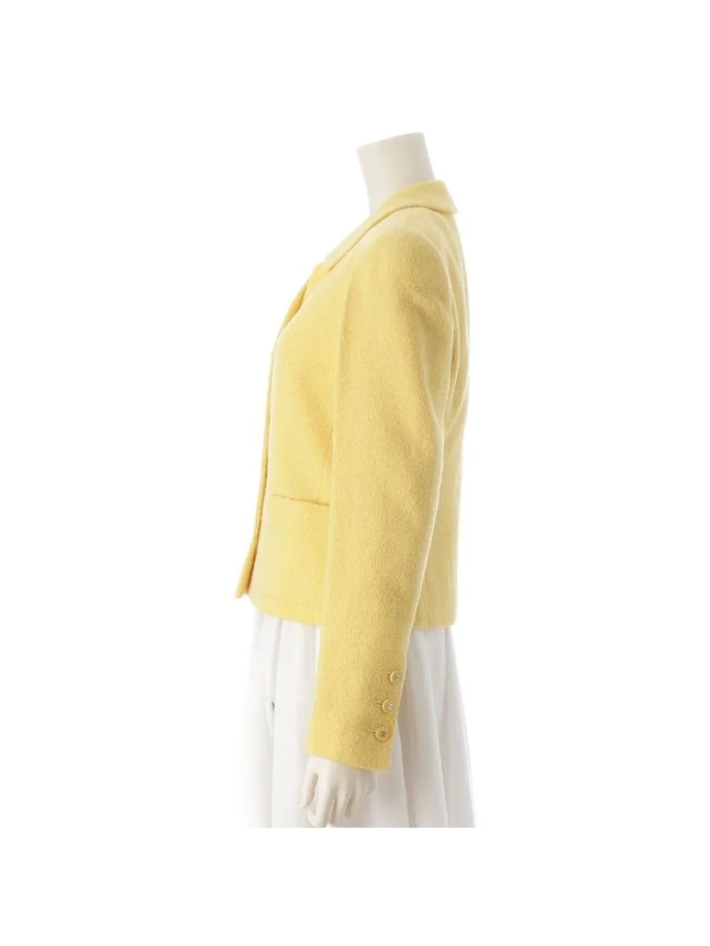 Chanel Wool Coco Button Tweed Tailored Jacket Yellow 38